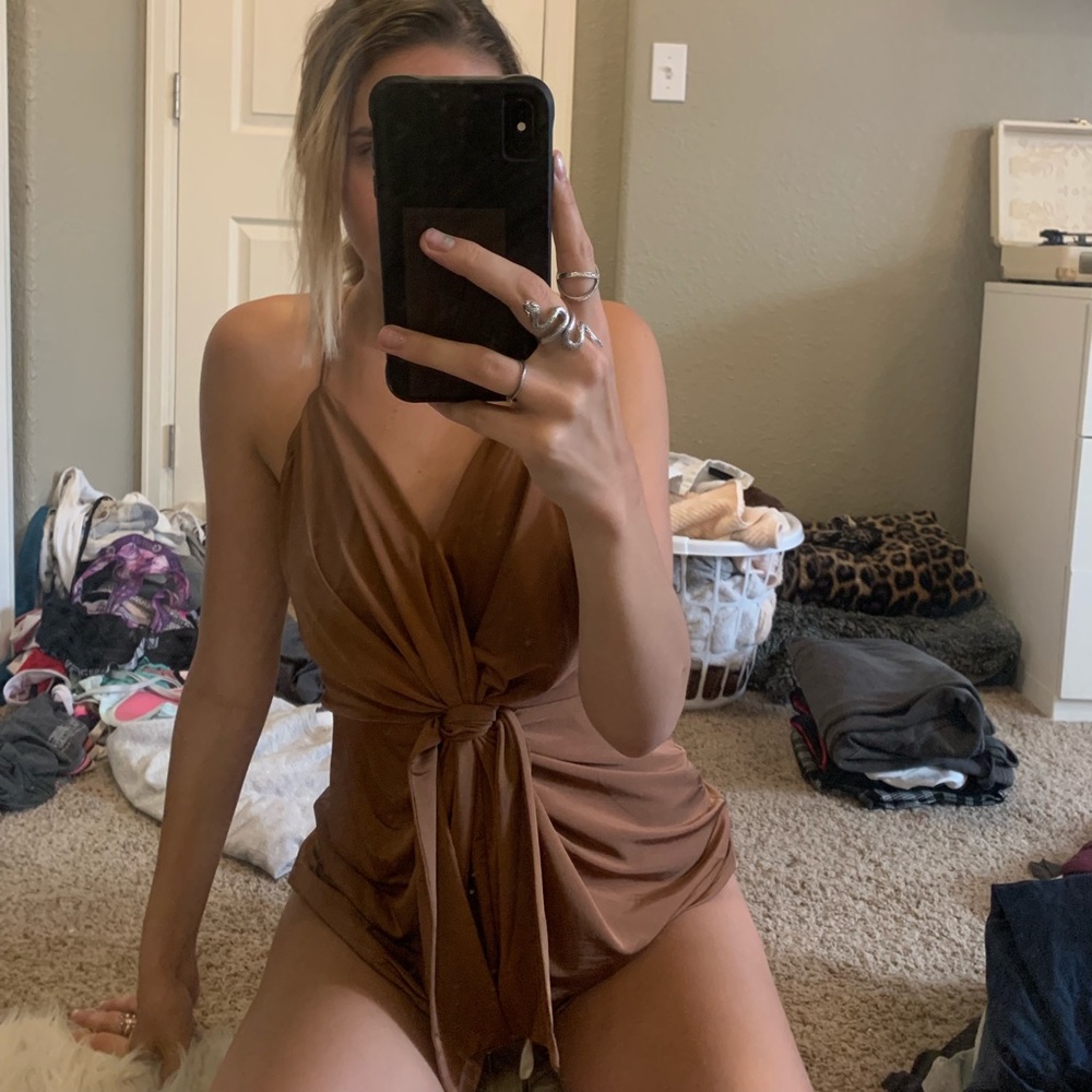 Fancy silk front tie tank top